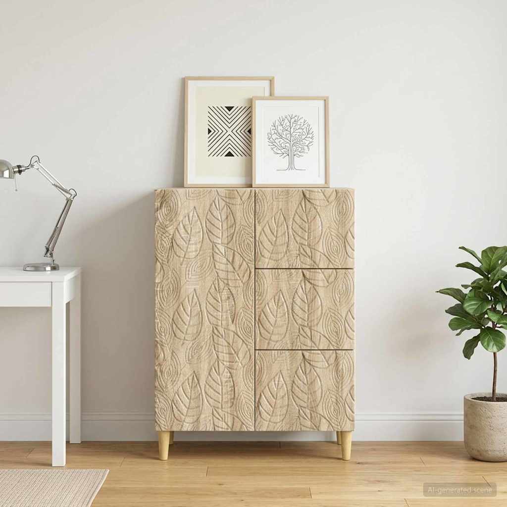 vidaXL Sideboard Sonoma Oak 66 x 34.5 x 90 cm Engineered Wood