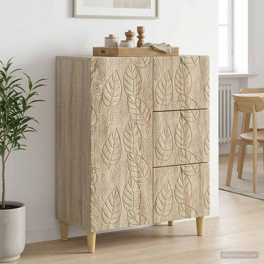 vidaXL Sideboard Sonoma Oak 66 x 34.5 x 90 cm Engineered Wood