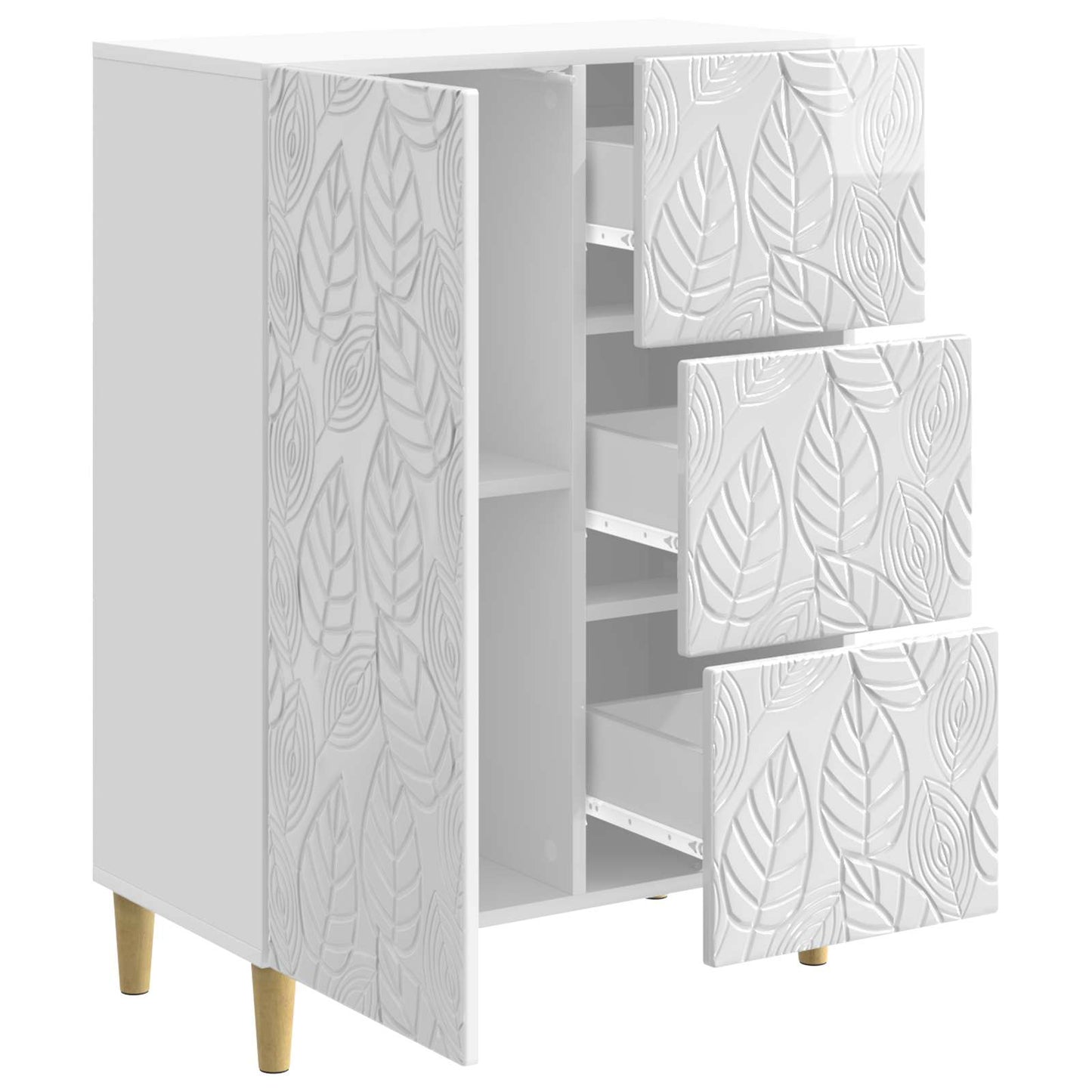 vidaXL Sideboard High Gloss White 66 x 34.5 x 90 cm Engineered Wood