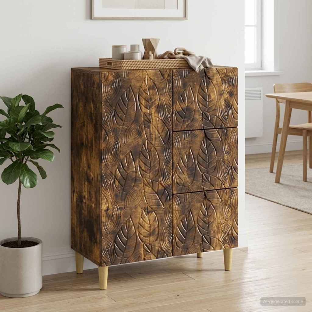 vidaXL Sideboard Smoked Oak 66 x 34.5 x 90 cm Engineered Wood
