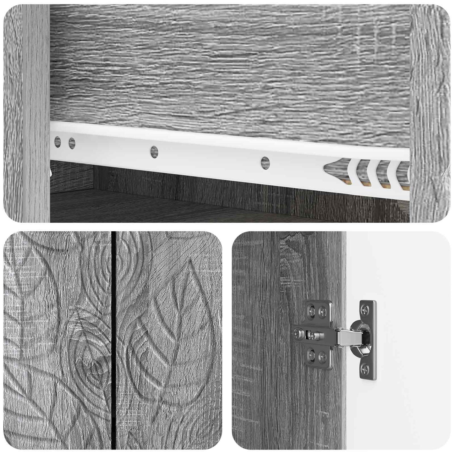 vidaXL Sideboard Grey Sonoma 66 x 34.5 x 90 cm Engineered Wood