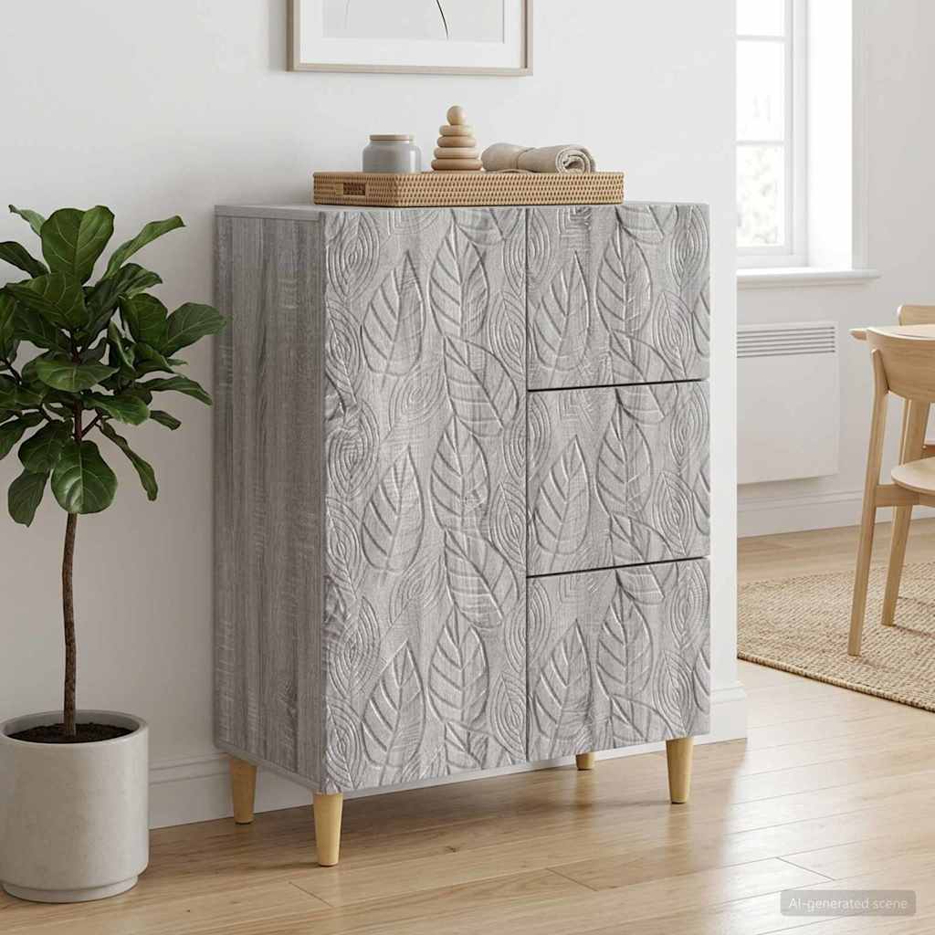 vidaXL Sideboard Grey Sonoma 66 x 34.5 x 90 cm Engineered Wood