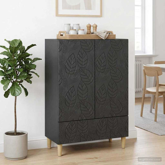 vidaXL Sideboard Black 66 x 34.5 x 95 cm Engineered Wood