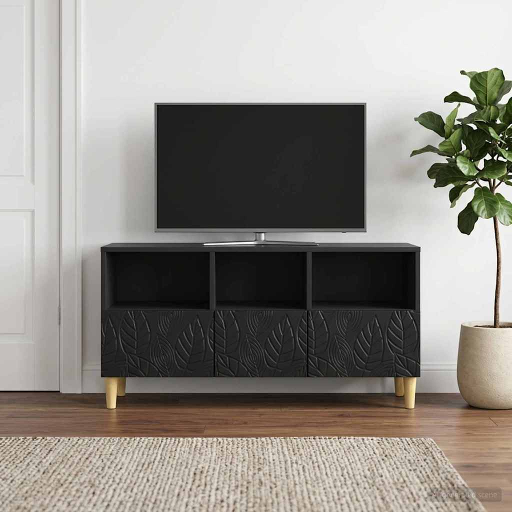 vidaXL TV Cabinet 102 x 34.5 x 50 cm Black Engineered Wood