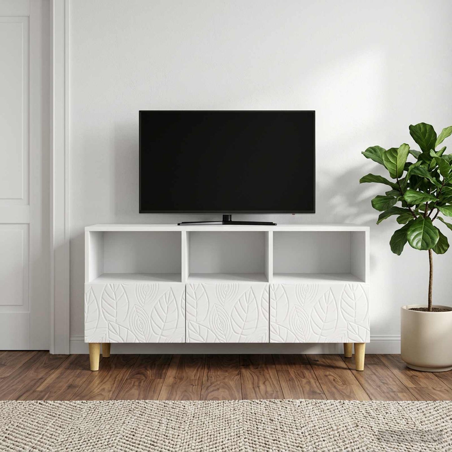 vidaXL TV Cabinet 102 x 34.5 x 50 cm High Gloss White Engineered Wood