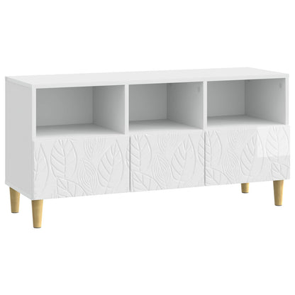 vidaXL TV Cabinet 102 x 34.5 x 50 cm High Gloss White Engineered Wood