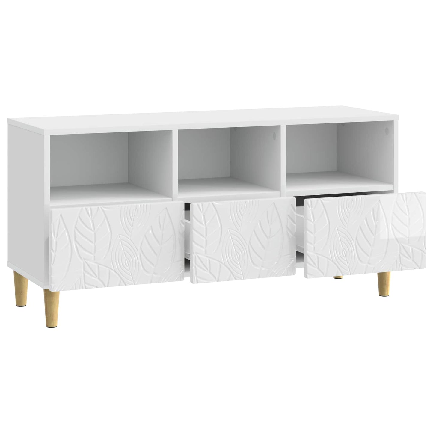 vidaXL TV Cabinet 102 x 34.5 x 50 cm High Gloss White Engineered Wood