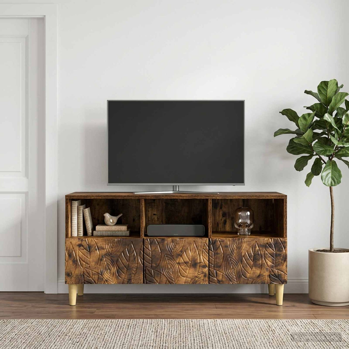 vidaXL TV Cabinet 102 x 34.5 x 50 cm Smoked Oak Engineered Wood