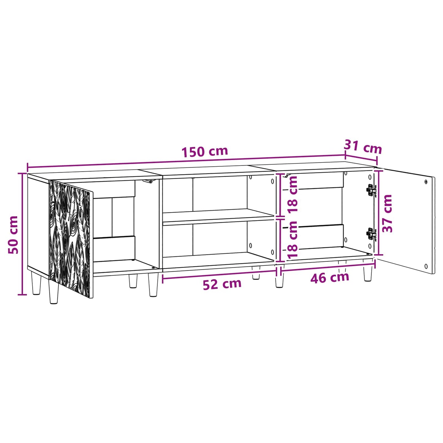vidaXL TV Cabinet 150 x 31 x 50 cm Sonoma Oak Engineered Wood