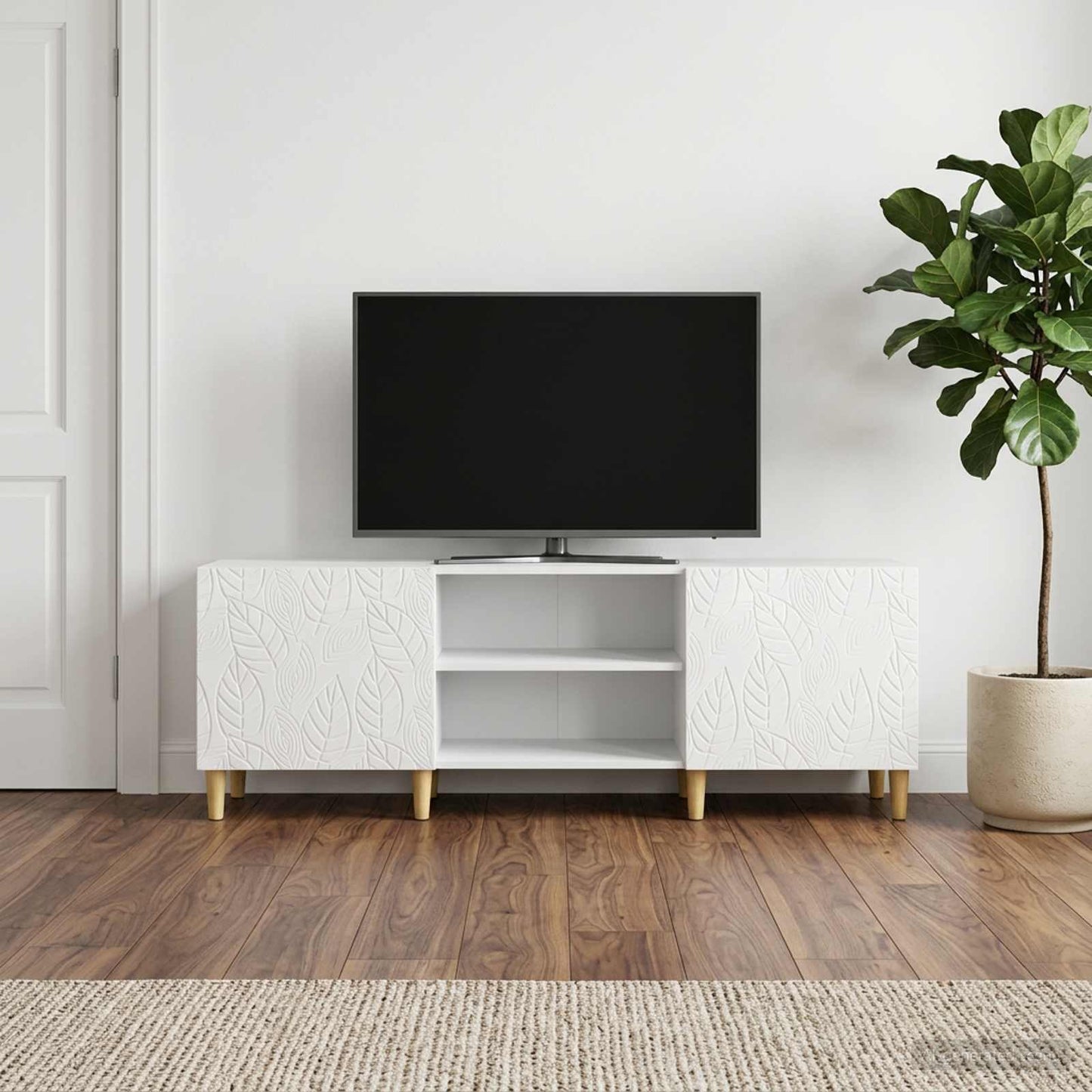 vidaXL TV Cabinet 150 x 31 x 50 cm High Gloss White Engineered Wood