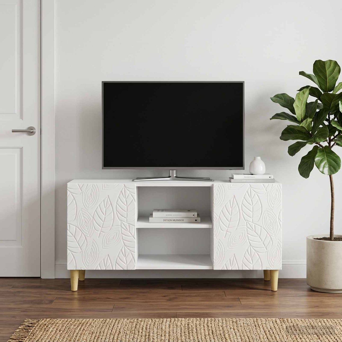 vidaXL TV Cabinet 102 x 34.5 x 50 cm High Gloss White Engineered Wood