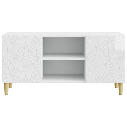 vidaXL TV Cabinet 102 x 34.5 x 50 cm High Gloss White Engineered Wood