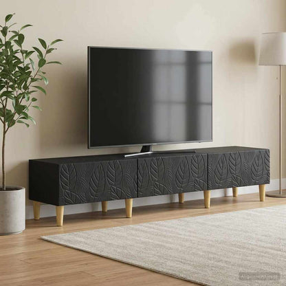 vidaXL TV Cabinet 147 x 34.5 x 30 cm Black Engineered Wood
