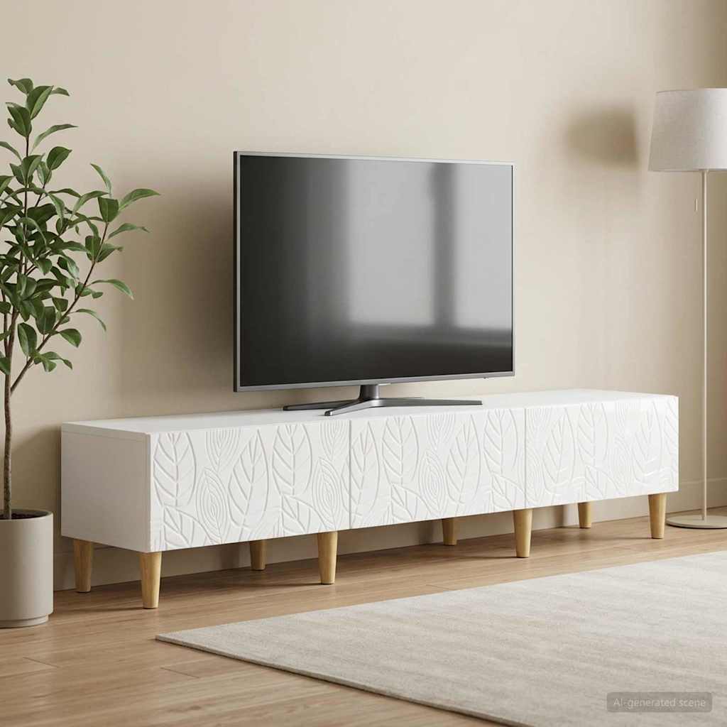 vidaXL TV Cabinet 147 x 34.5 x 30 cm High Gloss White Engineered Wood