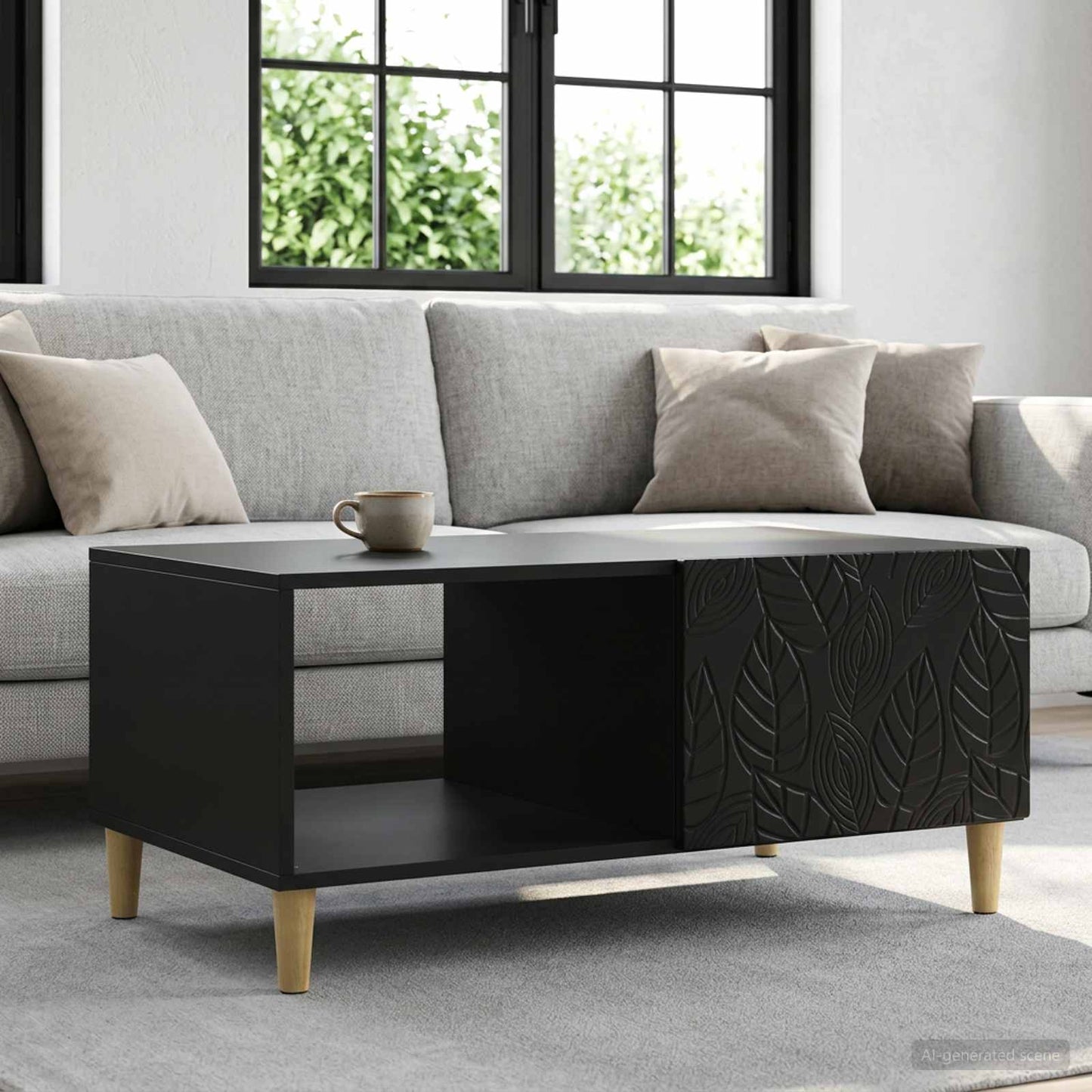 vidaXL Coffee Table Black 90 x 50 x 40 cm Engineered Wood