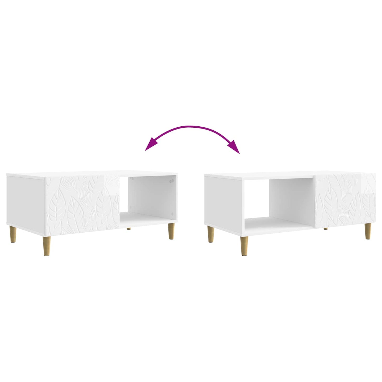 vidaXL Coffee Table High Gloss White 90 x 50 x 40 cm Engineered Wood
