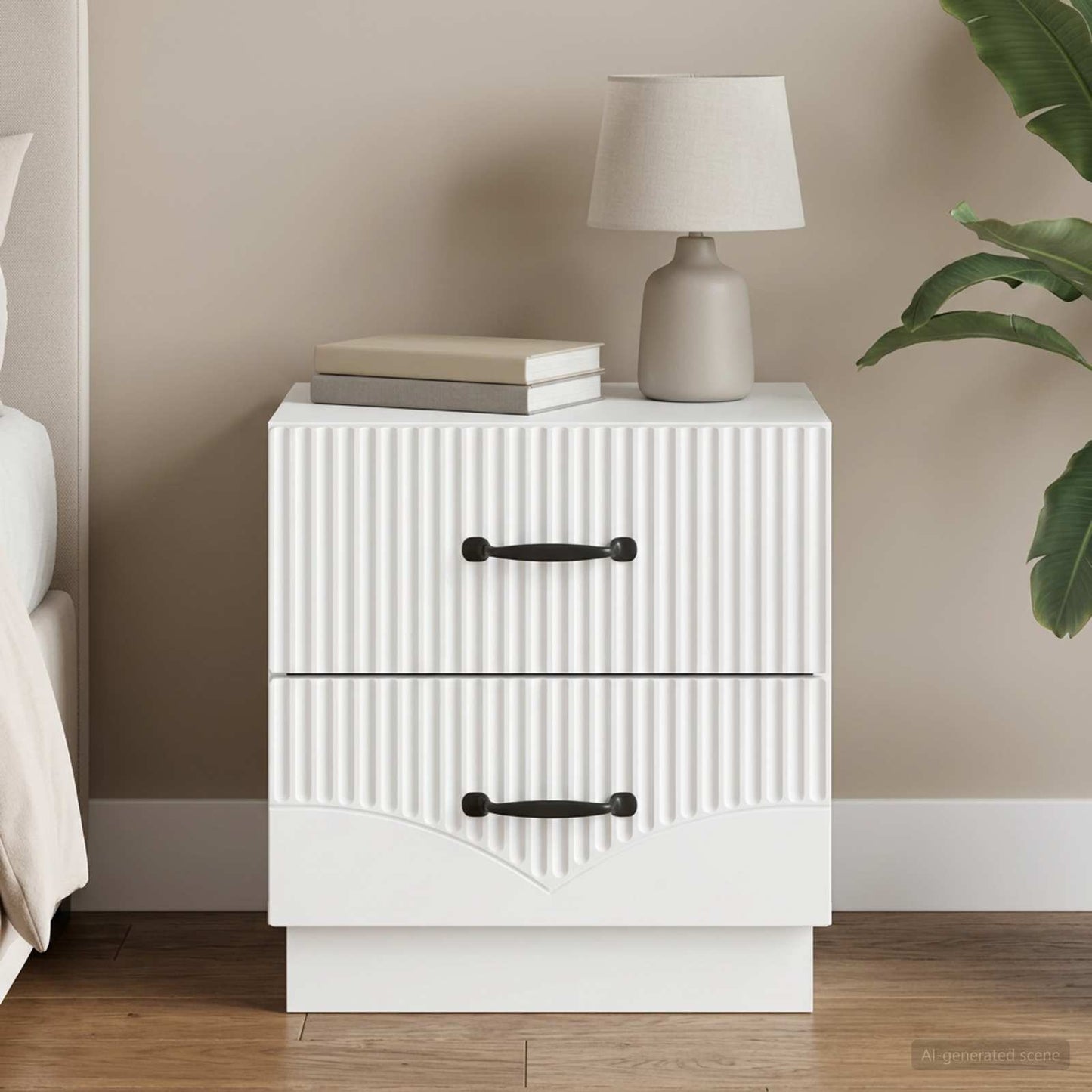 vidaXL Bedside Cabinet White 43 x 34.5 x 44.5 cm Engineered Wood