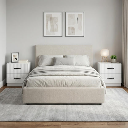vidaXL Bedside Cabinet 2 pcs White 43 x 34.5 x 44.5 cm Engineered Wood