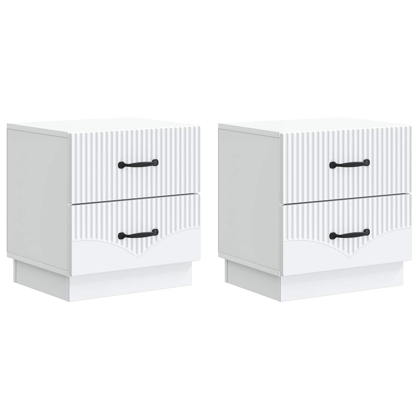 vidaXL Bedside Cabinet 2 pcs White 43 x 34.5 x 44.5 cm Engineered Wood