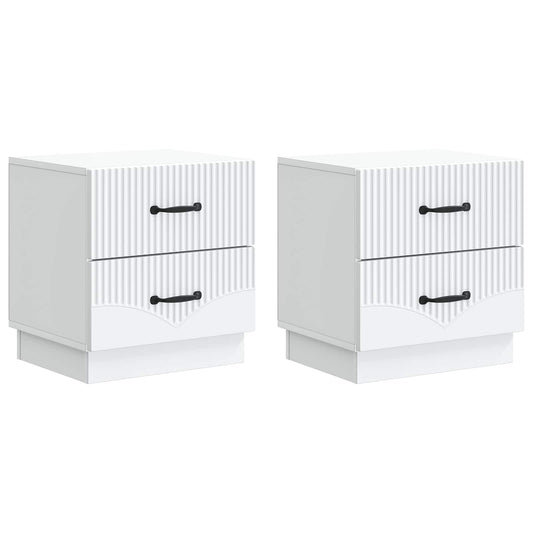 vidaXL Bedside Cabinet 2 pcs White 43 x 34.5 x 44.5 cm Engineered Wood