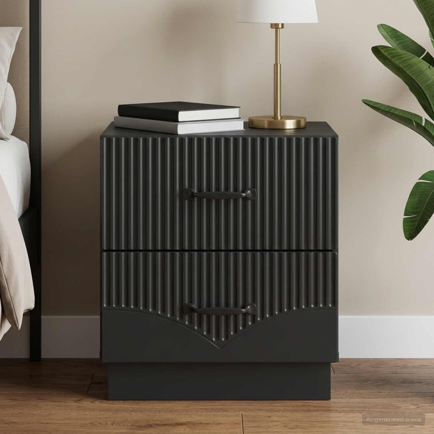 vidaXL Bedside Cabinet Black 43 x 34.5 x 44.5 cm Engineered Wood