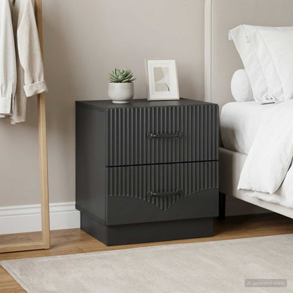 vidaXL Bedside Cabinet 2 pcs Black 43 x 34.5 x 44.5 cm Engineered Wood