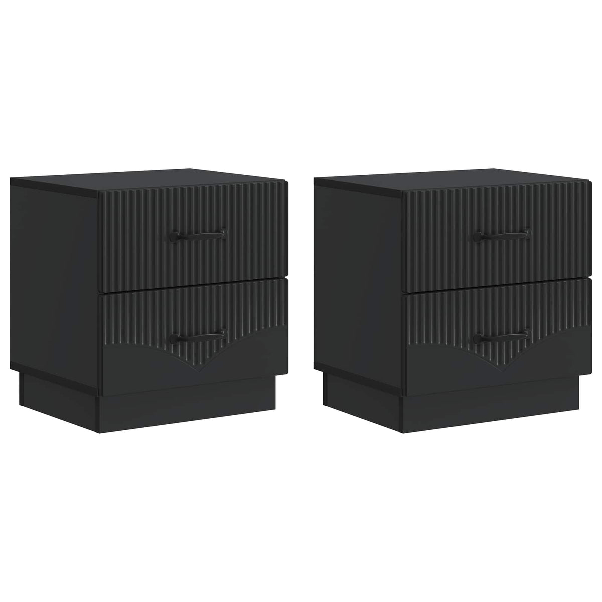 vidaXL Bedside Cabinet 2 pcs Black 43 x 34.5 x 44.5 cm Engineered Wood