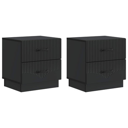 vidaXL Bedside Cabinet 2 pcs Black 43 x 34.5 x 44.5 cm Engineered Wood