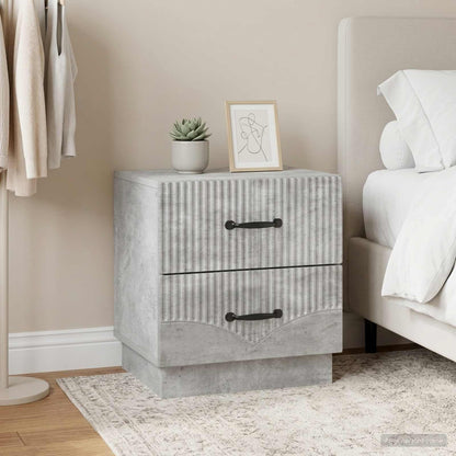 vidaXL Bedside Cabinet 2 pcs Concrete Grey 43 x 34.5 x 44.5 cm
