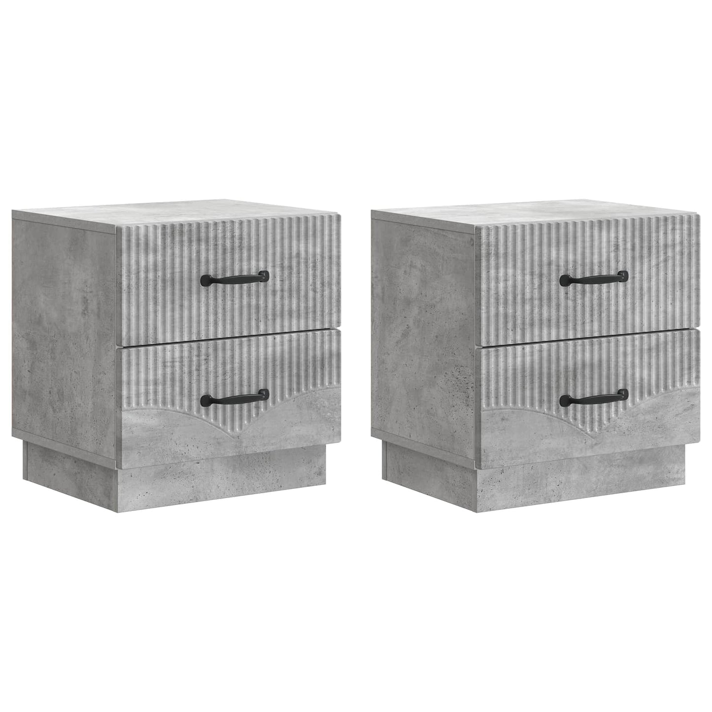 vidaXL Bedside Cabinet 2 pcs Concrete Grey 43 x 34.5 x 44.5 cm