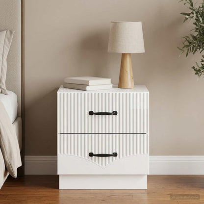 vidaXL Bedside Cabinet High Gloss White 43 x 34.5 x 44.5 cm