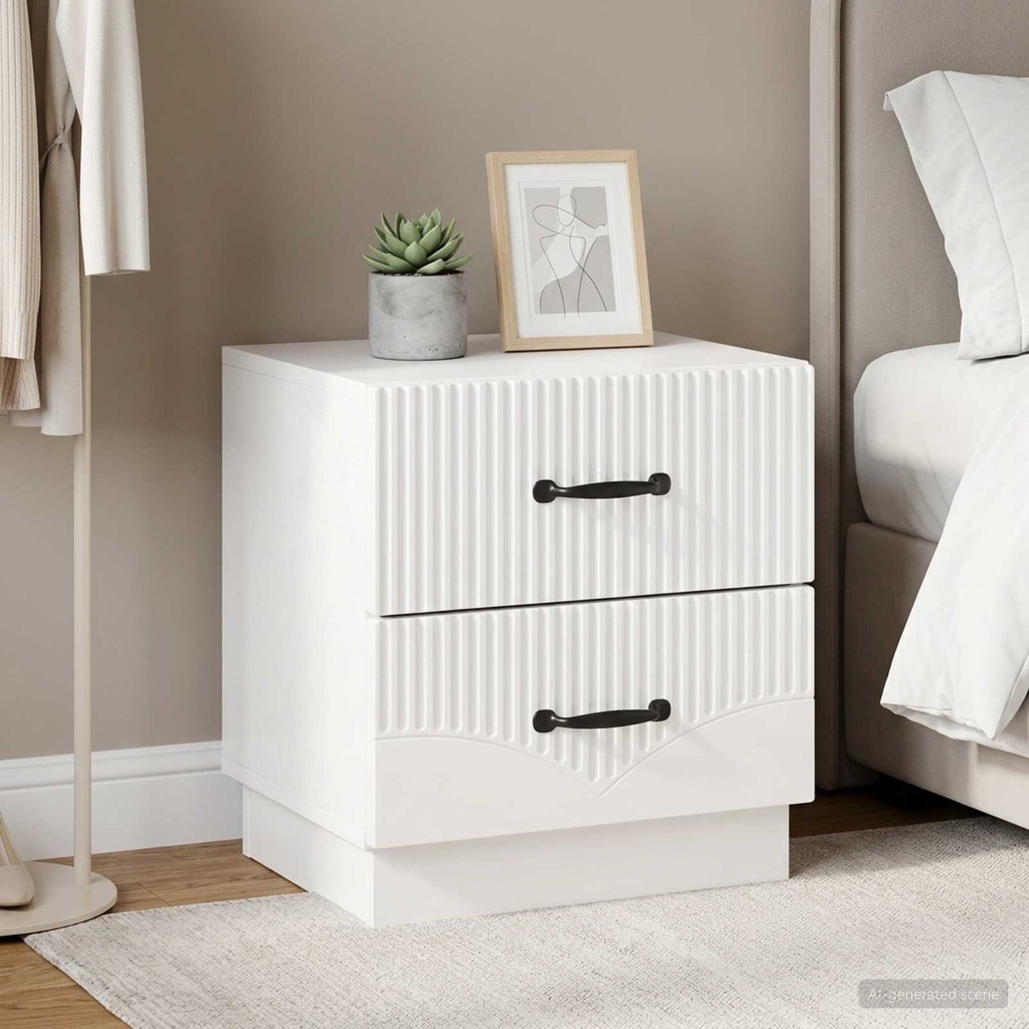 vidaXL Bedside Cabinet 2 pcs High Gloss White 43 x 34.5 x 44.5 cm