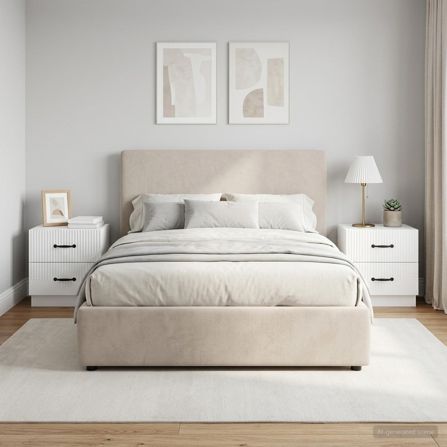 vidaXL Bedside Cabinet 2 pcs High Gloss White 43 x 34.5 x 44.5 cm