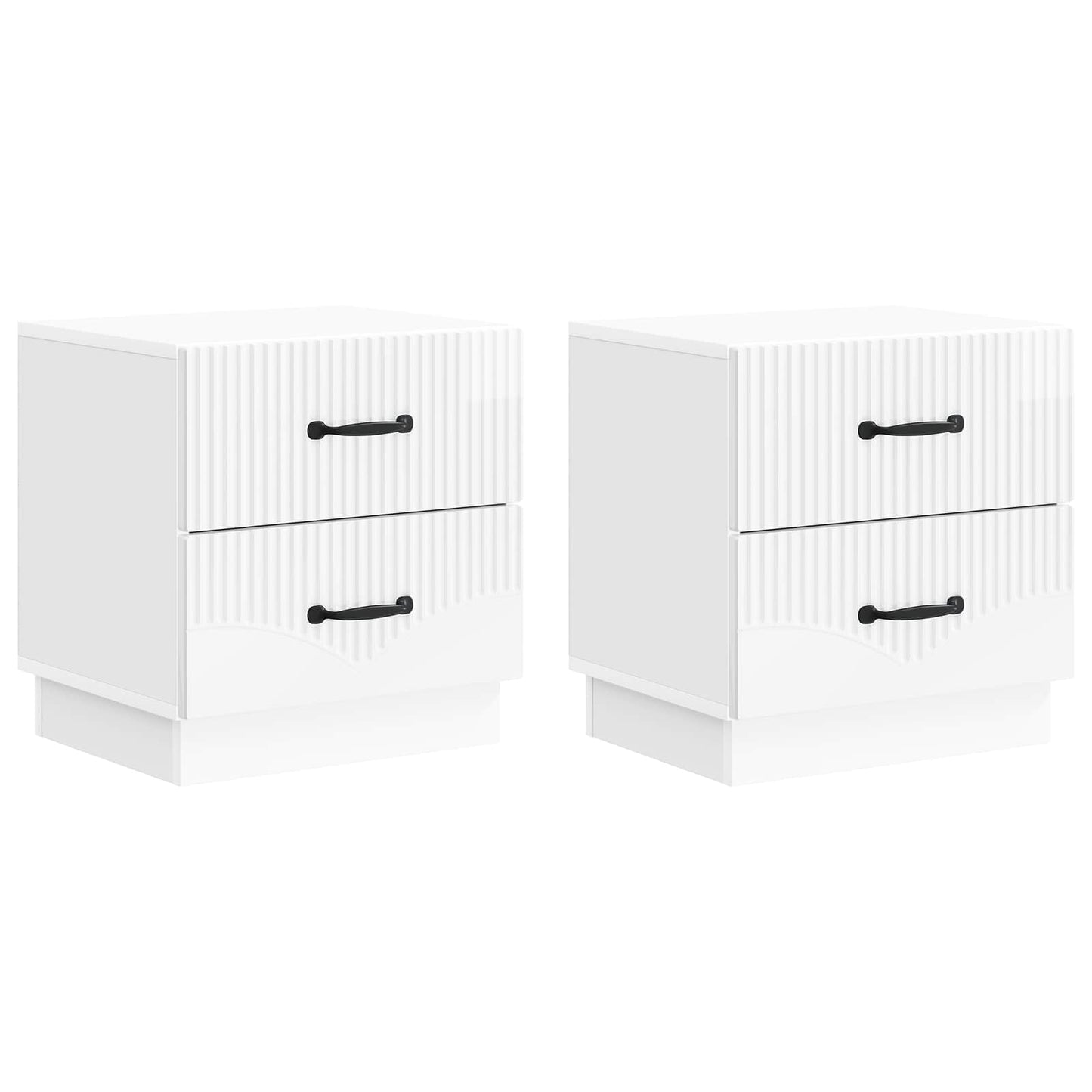 vidaXL Bedside Cabinet 2 pcs High Gloss White 43 x 34.5 x 44.5 cm