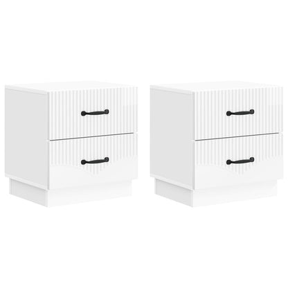 vidaXL Bedside Cabinet 2 pcs High Gloss White 43 x 34.5 x 44.5 cm