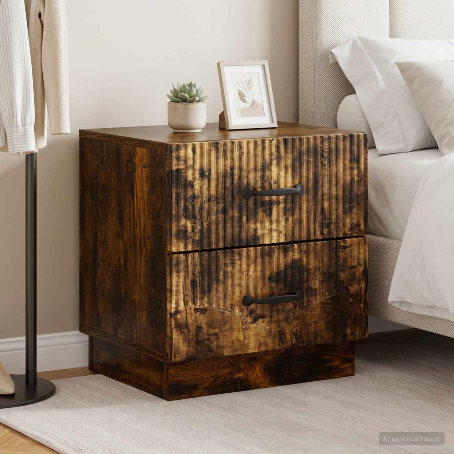 vidaXL Bedside Cabinet 2 pcs Smoked Oak 43 x 34.5 x 44.5 cm