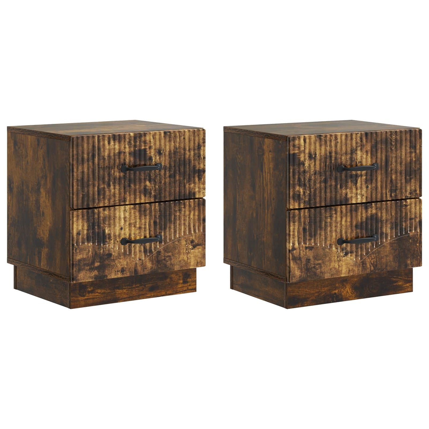 vidaXL Bedside Cabinet 2 pcs Smoked Oak 43 x 34.5 x 44.5 cm
