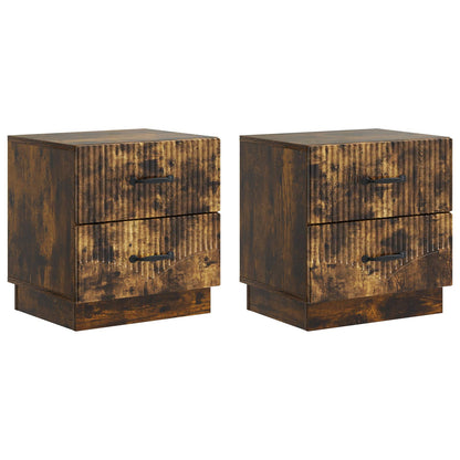 vidaXL Bedside Cabinet 2 pcs Smoked Oak 43 x 34.5 x 44.5 cm