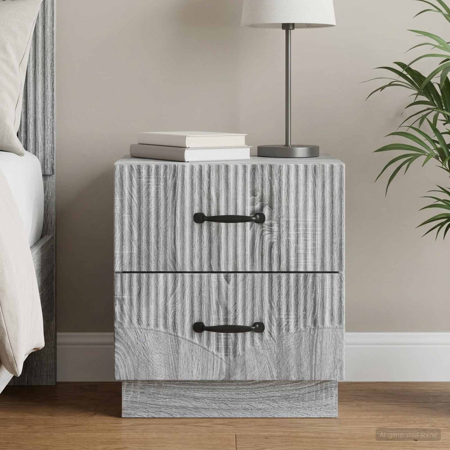 vidaXL Bedside Cabinet Grey Sonoma 43 x 34.5 x 44.5 cm Engineered Wood