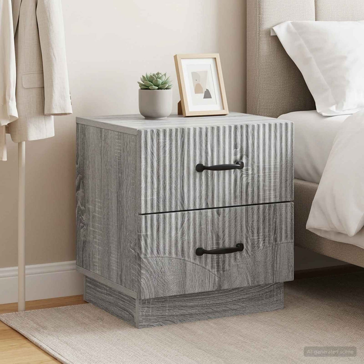 vidaXL Bedside Cabinet 2 pcs Grey Sonoma 43 x 34.5 x 44.5 cm