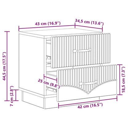 vidaXL Bedside Cabinet 2 pcs Grey Sonoma 43 x 34.5 x 44.5 cm