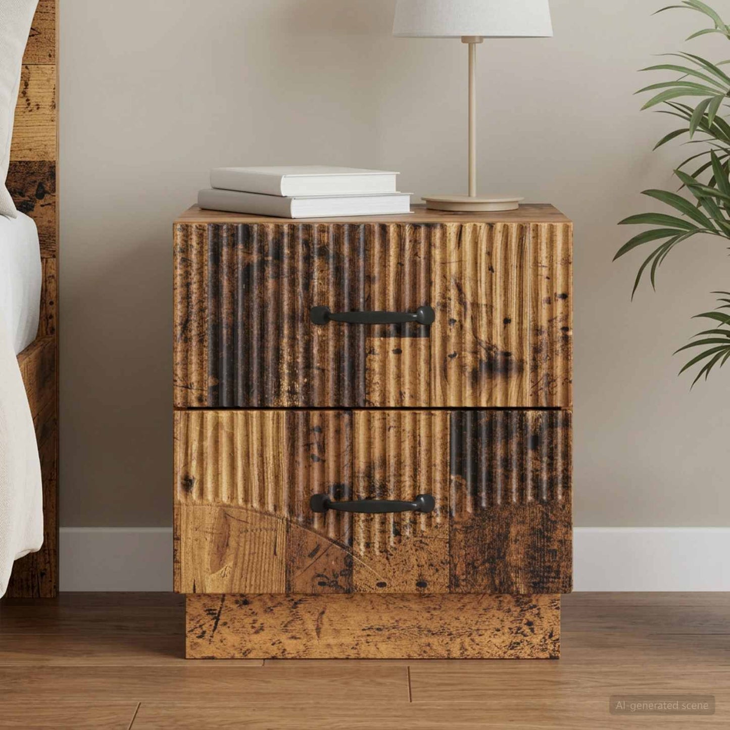vidaXL Bedside Cabinet Old Wood 43 x 34.5 x 44.5 cm Engineered Wood