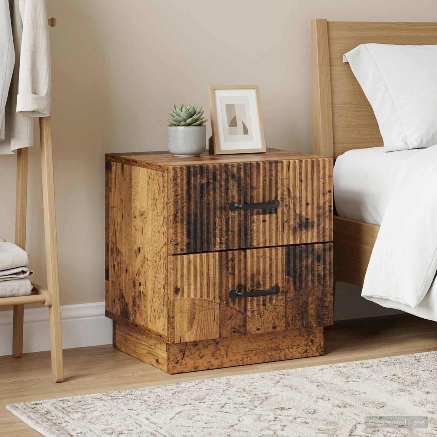 vidaXL Bedside Cabinet with Drawer 2 pcs Old Wood 43 x 34.5 x 44.5 cm