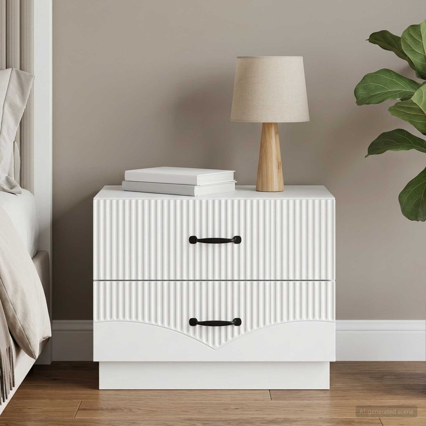 vidaXL Bedside Cabinet White 62 x 34.5 x 44.5 cm Engineered Wood