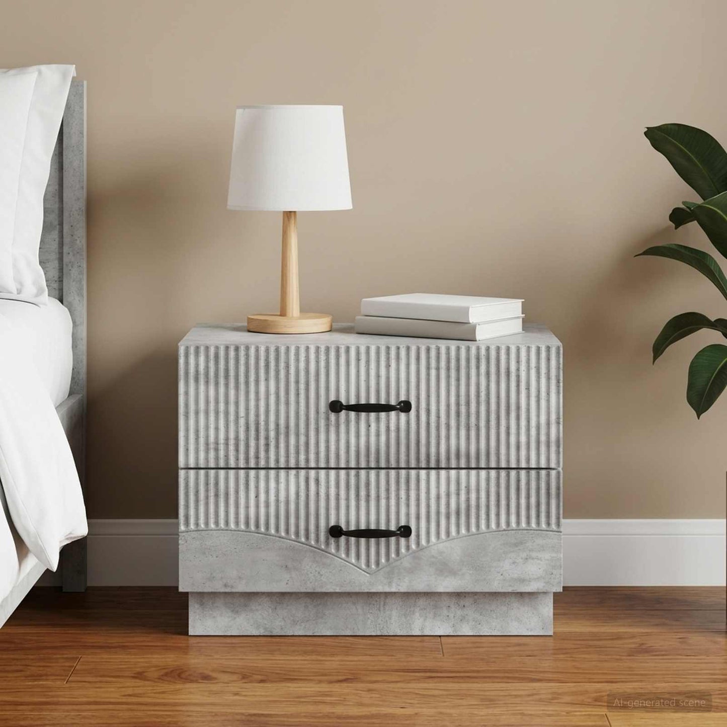 vidaXL Bedside Cabinet with Drawer Concrete Grey 62 x 34.5 x 44.5 cm