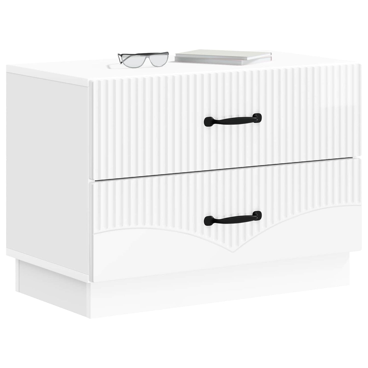 vidaXL Bedside Cabinet High Gloss White 62 x 34.5 x 44.5 cm