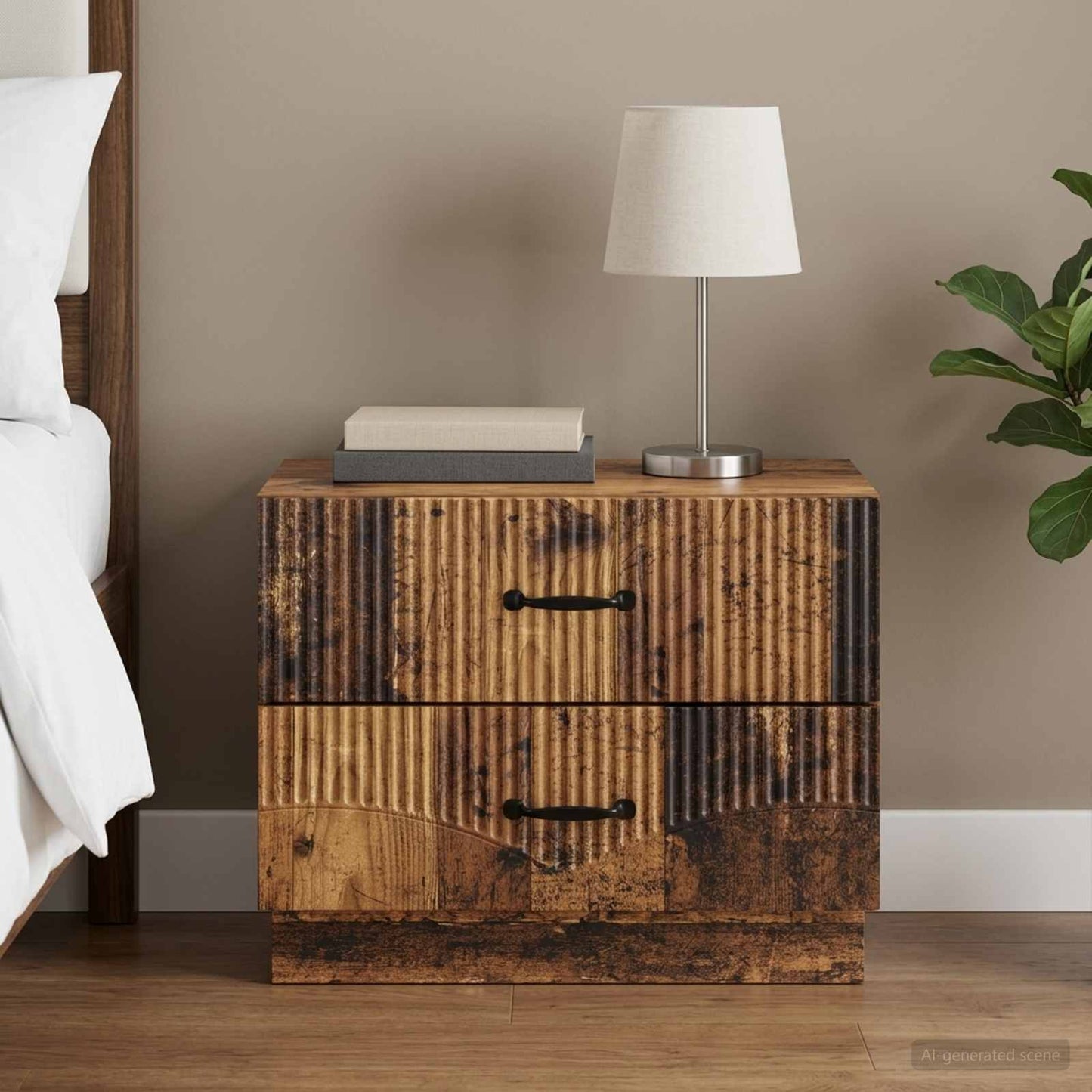 vidaXL Bedside Cabinet Old Wood 62 x 34.5 x 44.5 cm Engineered Wood