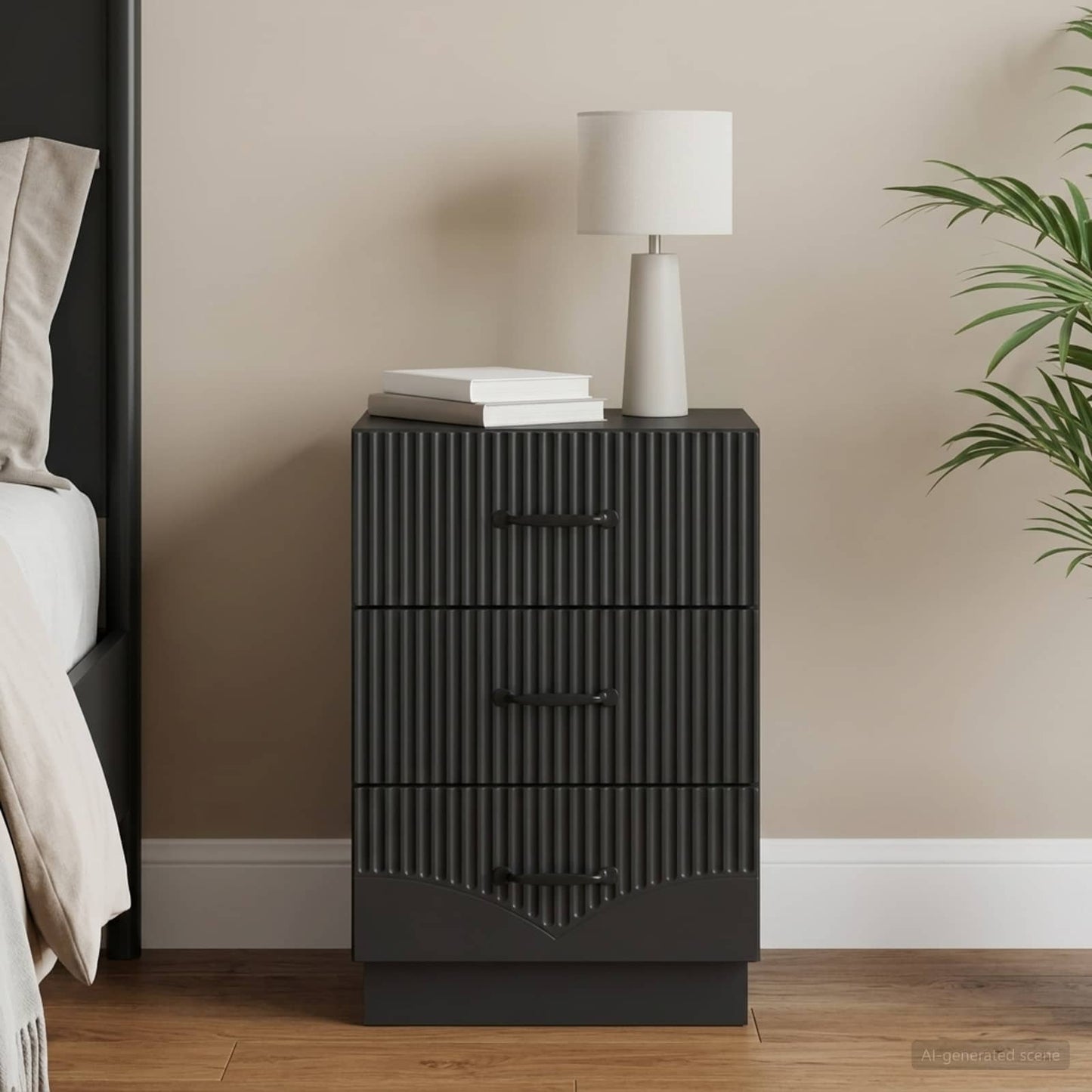 vidaXL Bedside Cabinet Black 43 x 41 x 63.5 cm Engineered Wood