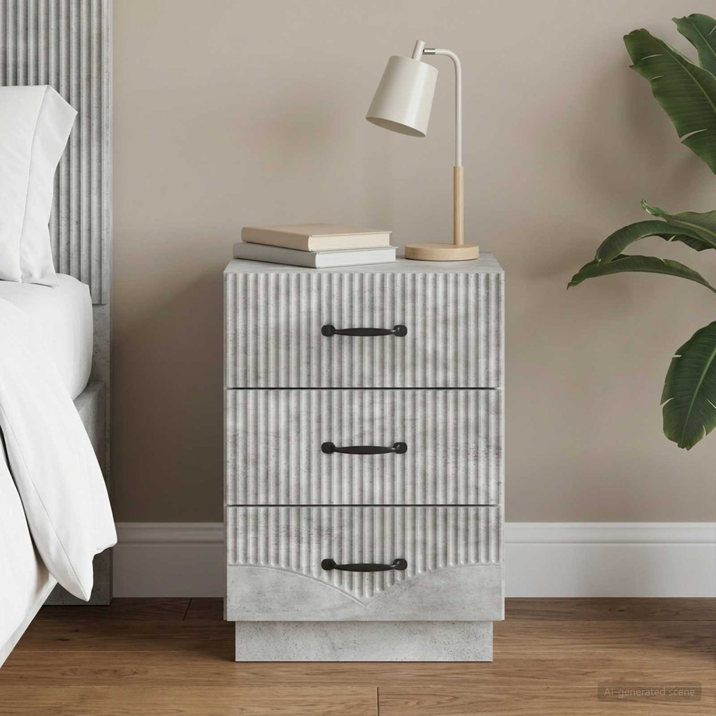vidaXL Bedside Cabinet Concrete Grey 43 x 41 x 63.5 cm Engineered Wood