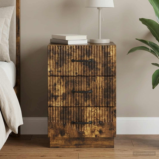 vidaXL Bedside Cabinet Smoked Oak 43 x 41 x 63.5 cm Engineered Wood